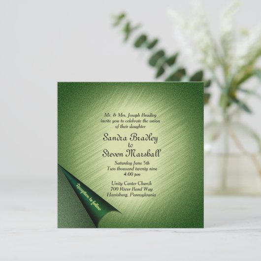 Uitnodiging voor groene bruiloft (Staand voorkant)