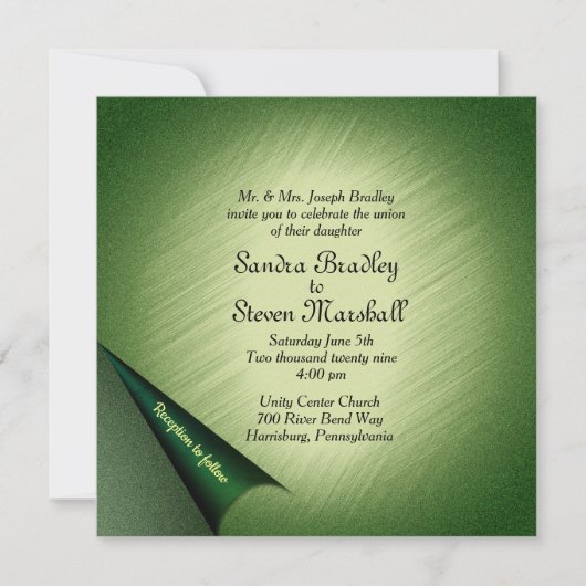 Uitnodiging voor groene bruiloft (Voorkant)
