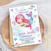 Uitnodiging voor groene cloud Mermaid Birthday