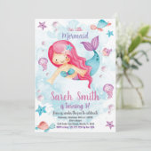 Uitnodiging voor groene cloud Mermaid Birthday (Staand voorkant)