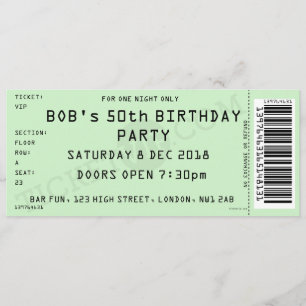 Uitnodiging voor groene concert Ticket Party