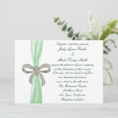 Uitnodiging voor groene Diamond Bow Wedding (Staand voorkant)