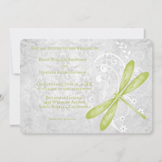 Uitnodiging voor groene dragonfly-weddenschappen (Voorkant)