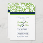 Uitnodiging voor groene en blauwe bruiloft (Voorkant / Achterkant)