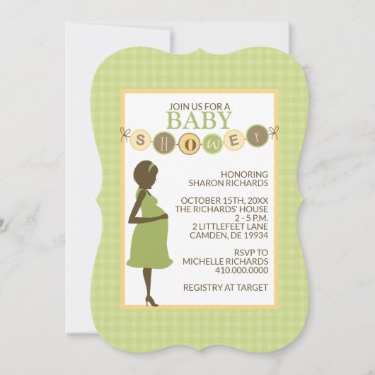 Uitnodiging voor groene en gele Baby showers (Voorkant)
