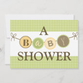 Uitnodiging voor groene en gele Baby showers (Voorkant)
