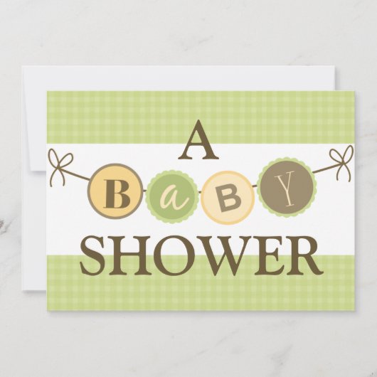 Uitnodiging voor groene en gele Baby showers (Voorkant)