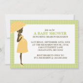 Uitnodiging voor groene en gele Baby showers (Achterkant)