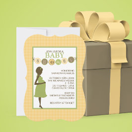 Uitnodiging voor groene en gele Baby showers