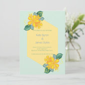 Uitnodiging voor groene en gele Floral Wedding (Staand voorkant)