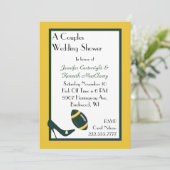 Uitnodiging voor groene en gele Footballs bruiloft (Staand voorkant)