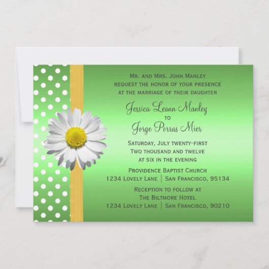 Uitnodiging voor groene en gele huwelijken (Voorkant)