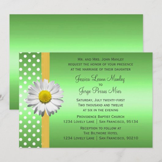 Uitnodiging voor groene en gele huwelijken (Voorkant / Achterkant)