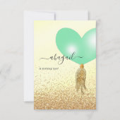 Uitnodiging voor groene en gouden en roze verjaard (Voorkant)