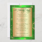 Uitnodiging voor groene en gouden kerst (Achterkant)