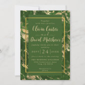 Uitnodiging voor groene en gouden marmer (Voorkant)