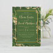 Uitnodiging voor groene en gouden marmer (Staand voorkant)