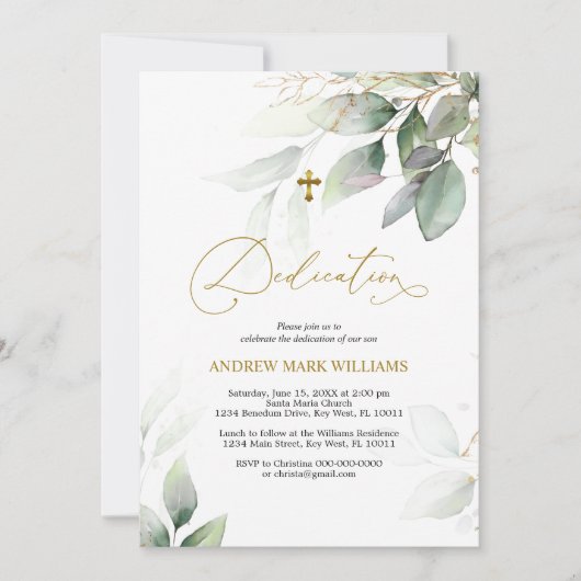 Uitnodiging voor groene en goudspecie (Voorkant)