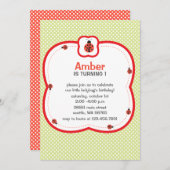 Uitnodiging voor groene en rode poka-stippen (Voorkant / Achterkant)