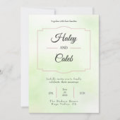  uitnodiging voor groene en roze bruiloft (Voorkant)