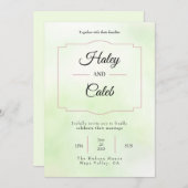  uitnodiging voor groene en roze bruiloft (Voorkant / Achterkant)