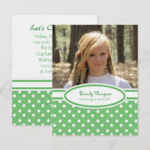 Uitnodiging voor groene en witte poka Dot Party (Voorkant / Achterkant)
