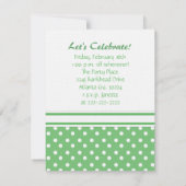 Uitnodiging voor groene en witte poka Dot Party (Achterkant)