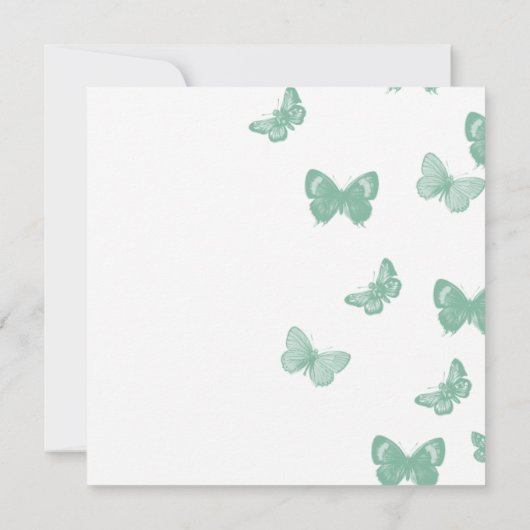 Uitnodiging voor groene en witte vlinder (Achterkant)