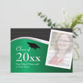 uitnodiging voor groene en zwarte Afstuderen (Staand voorkant)