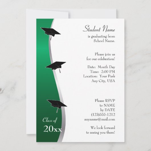 uitnodiging voor groene en zwarte Afstuderen (Achterkant)