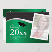  uitnodiging voor groene en zwarte Afstuderen (Voorkant / Achterkant)