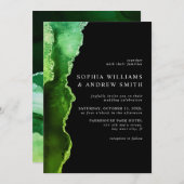 Uitnodiging voor groene en zwarte bruiloft (Voorkant / Achterkant)