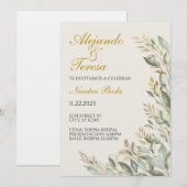 Uitnodiging Voor Groene Event Met Goud (Voorkant / Achterkant)