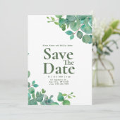 Uitnodiging voor groene Floral Wedding (Staand voorkant)