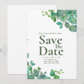 Uitnodiging voor groene Floral Wedding (Voorkant / Achterkant)
