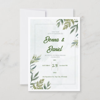 Uitnodiging voor groene Floral Wedding
