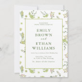 Uitnodiging voor groene Floral Wedding (Voorkant)