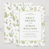 Uitnodiging voor groene Floral Wedding (Voorkant / Achterkant)