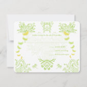 Uitnodiging voor groene gele lovebird Wedding (Achterkant)