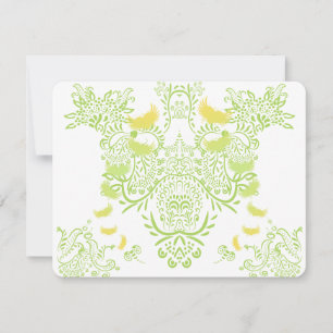 Uitnodiging voor groene gele lovebird Wedding