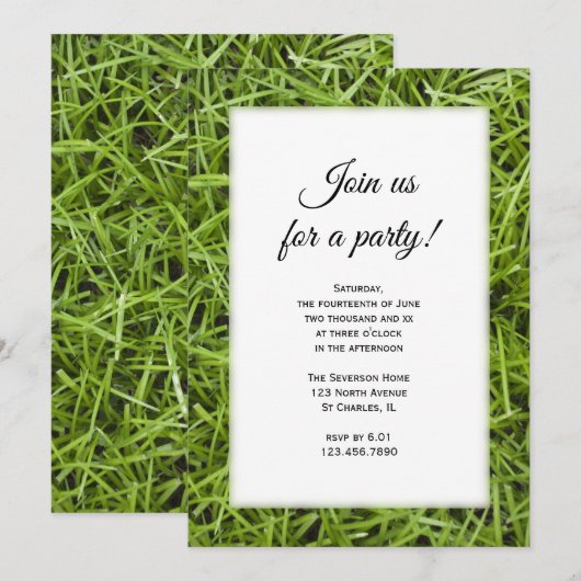 Uitnodiging voor groene grass Backyard Party (Voorkant / Achterkant)