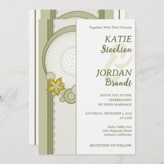 Uitnodiging voor groene grensbruiloft (Voorkant / Achterkant)