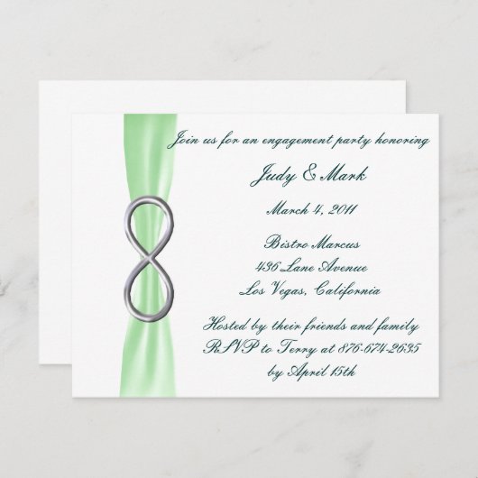 Uitnodiging voor Groene Infinity Wedding Engagemen (Voorkant / Achterkant)