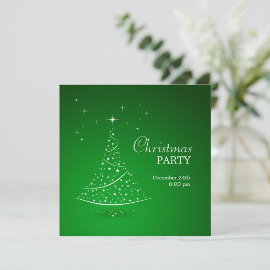 Uitnodiging voor groene kerst (Staand voorkant)