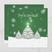 Uitnodiging voor groene kerstbomen (Voorkant / Achterkant)