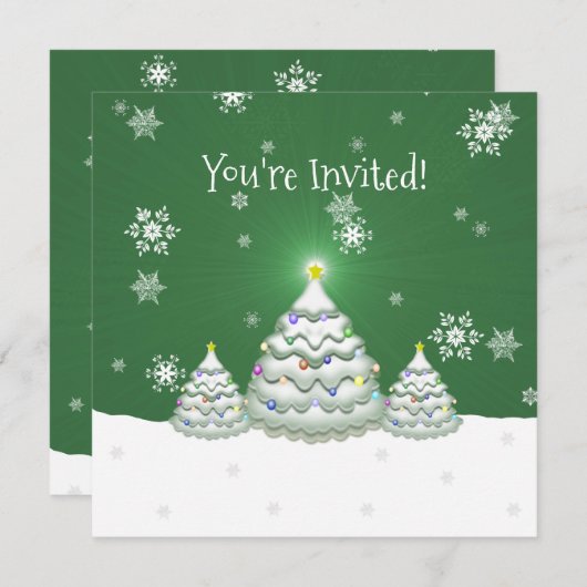 Uitnodiging voor groene kerstbomen (Voorkant / Achterkant)