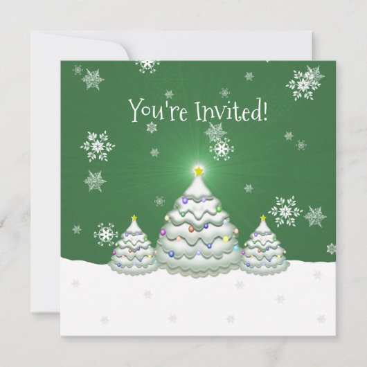 Uitnodiging voor groene kerstbomen (Voorkant)