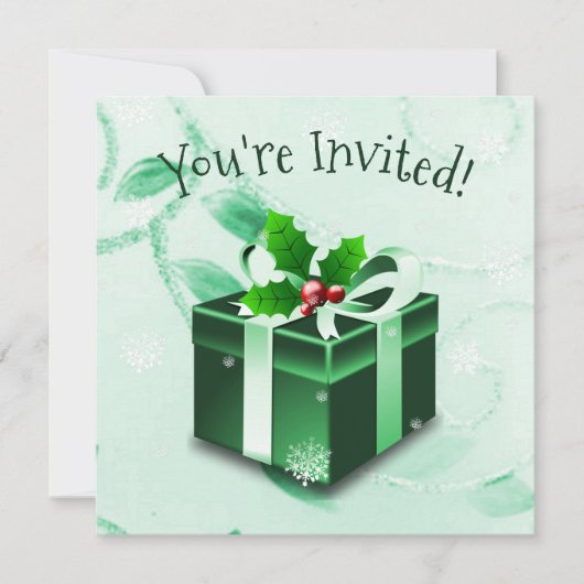 Uitnodiging voor groene kerstcadeaus (Voorkant)