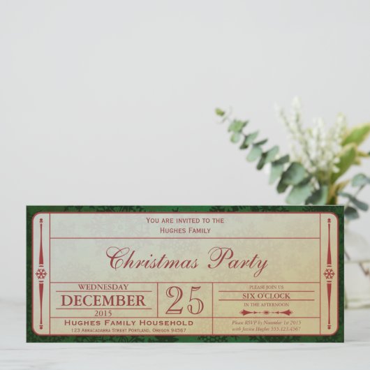 Uitnodiging voor groene kerstfeestdagen (Staand voorkant)