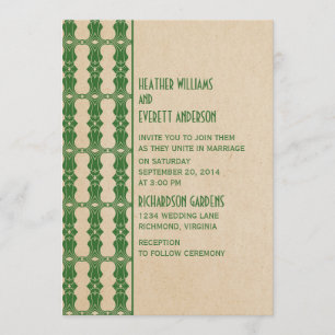 Uitnodiging voor groene kunst Deco Border Wedding